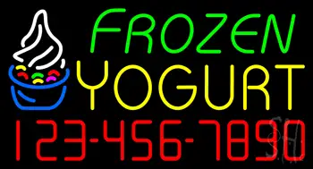 Frozen Yogurt with Phone Number Neon Sign