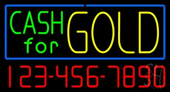 Cash for Gold with Phone Number Neon Sign