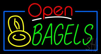 Open Bagels with Bagels Neon Sign