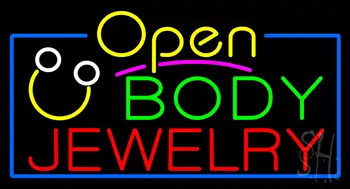Body Jewelry with Logo Open Neon Sign