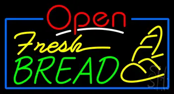 Red Open Fresh Bread Neon Sign