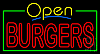 Open Double Stroke Burgers Neon Sign