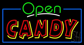 Green Open Red and Yellow Candy Neon Sign