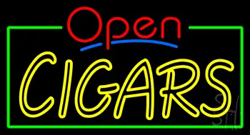 Red Open Double Stroke Cigars Neon Sign