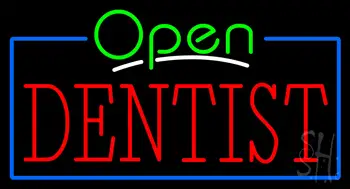 Green Open Red Dentist Neon Sign
