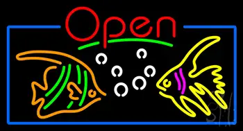 Tropical Fish Logo Open Neon Sign