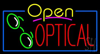 Yellow Open Red Optical Logo Neon Sign