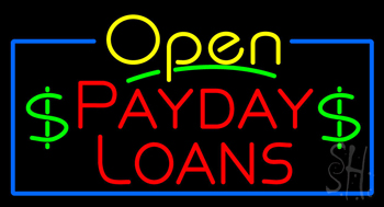 Yellow Open Payday Loans Neon Sign