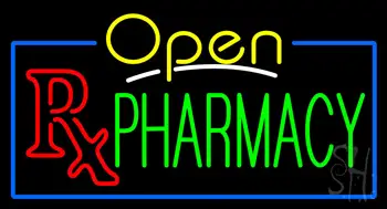 Yellow Open Pharmacy Neon Sign