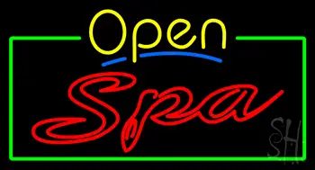 Yellow Open Red Spa Green Border Neon Sign