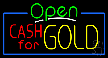 Green Open Cash for Gold Neon Sign