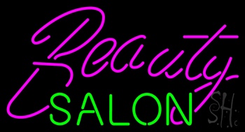 Cursive Red Beauty Salon Green Neon Sign