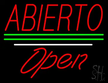 Abierto Green Lines Open White Line LED Neon Sign