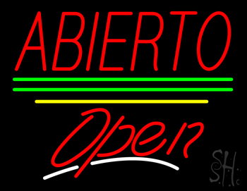 Abierto Open Yellow Line LED Neon Sign