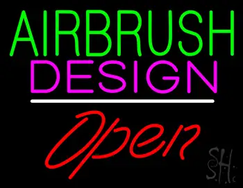 Green Airbrush Design Red Open White Line LED Neon Sign