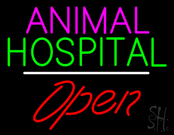 Animal Hospital Open White Line LED Neon Sign