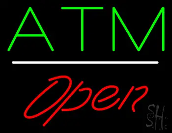 ATM Open White Line LED Neon Sign