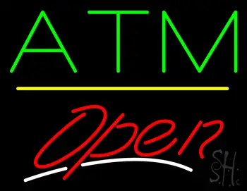 ATM Open Yellow Line LED Neon Sign