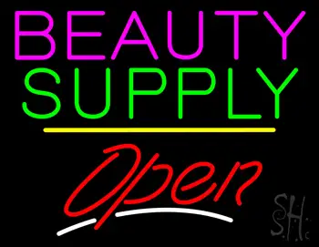 Beauty Supply Open Yellow Line LED Neon Sign