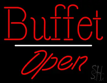 Buffet Open White Line LED Neon Sign