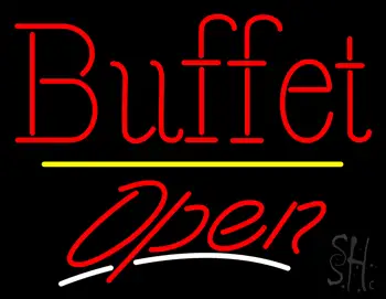 Buffet Open Yellow Line LED Neon Sign