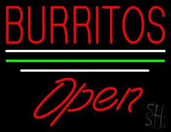 Burritos Open White Line LED Neon Sign