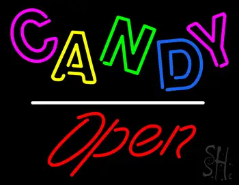 Candy Open White Line LED Neon Sign