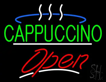 Green Cappuccino Logo Open White Line LED Neon Sign