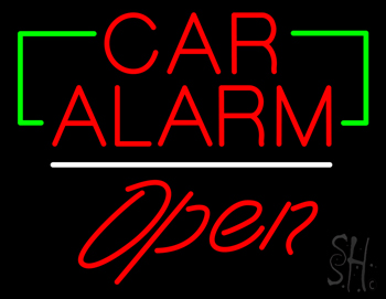 Car Alarm Open White Line LED Neon Sign