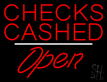 Checks Cashed Open White Line LED Neon Sign