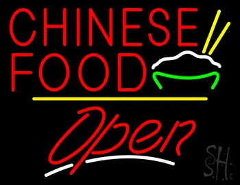 Chinese Food Logo Open Yellow Line LED Neon Sign