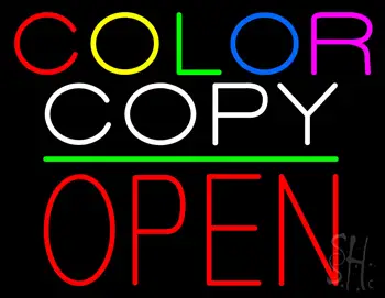 Color Copy Block Open Green Line LED Neon Sign