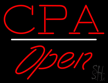 CPA Open White Line LED Neon Sign