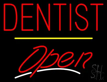 Dentist Open Yellow Line LED Neon Sign