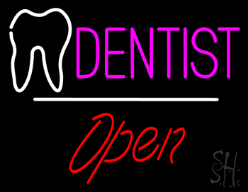Dentist Logo Open White Line LED Neon Sign