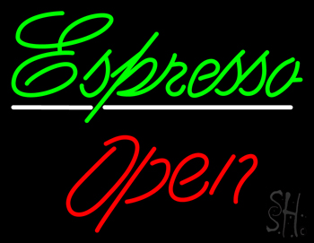 Cursive Green Espresso Open LED Neon Sign