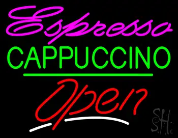 Espresso Cappuccino Open Green Line LED Neon Sign