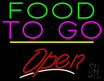 Food To Go Open Yellow Line LED Neon Sign