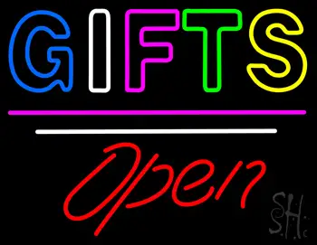 Gifts Block Open White Line LED Neon Sign