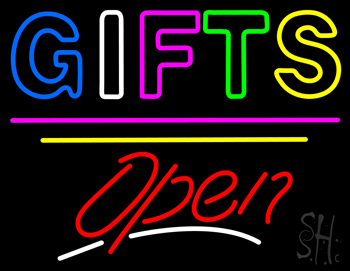 Gifts Block Open Yellow Line LED Neon Sign