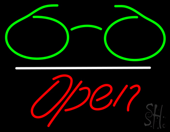 Green Glasses Logo Open White Line LED Neon Sign