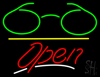 Glasses Logo Open Yellow Line LED Neon Sign