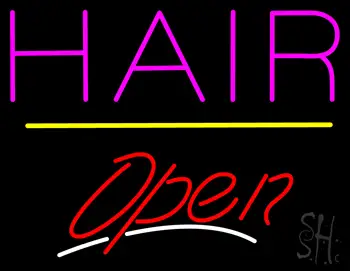 Pink Hair Open Yellow Line LED Neon Sign