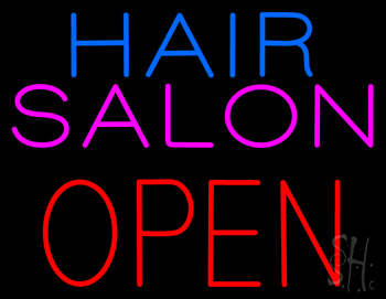 Hair Salon Block Open LED Neon Sign