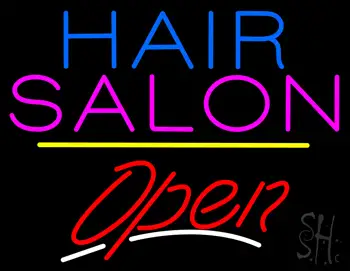 Hair Salon Open Yellow Line LED Neon Sign