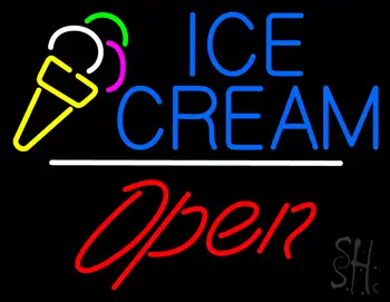 Ice Cream Logo Open White Line LED Neon Sign