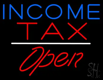 Income Tax Open White Line LED Neon Sign