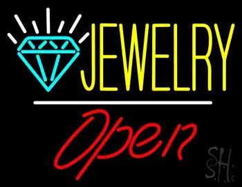 Jewelry Logo White Line Open LED Neon Sign