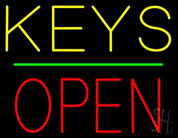 Keys Block Open Green Line LED Neon Sign