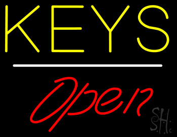 Keys Script1 Open White Line LED Neon Sign